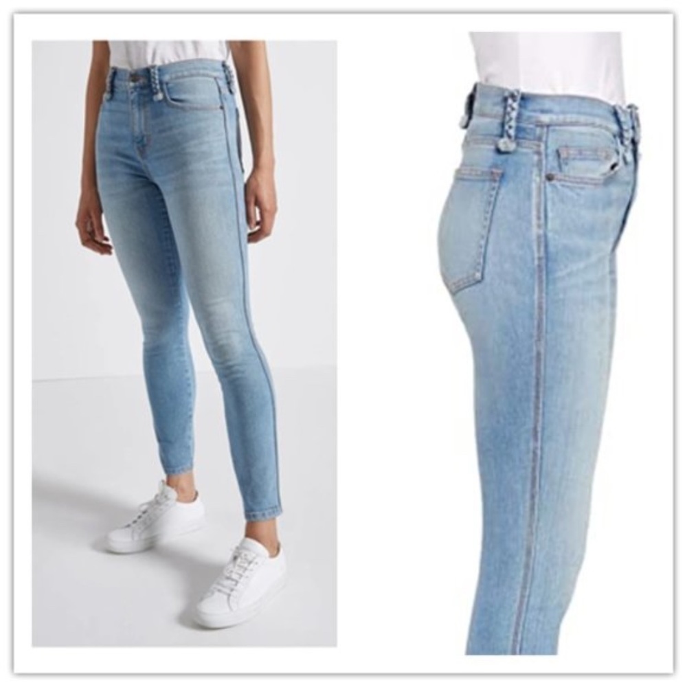 Current Elliott The Braided Caballo High Waist Stiletto Jeans Poolside SZ 26